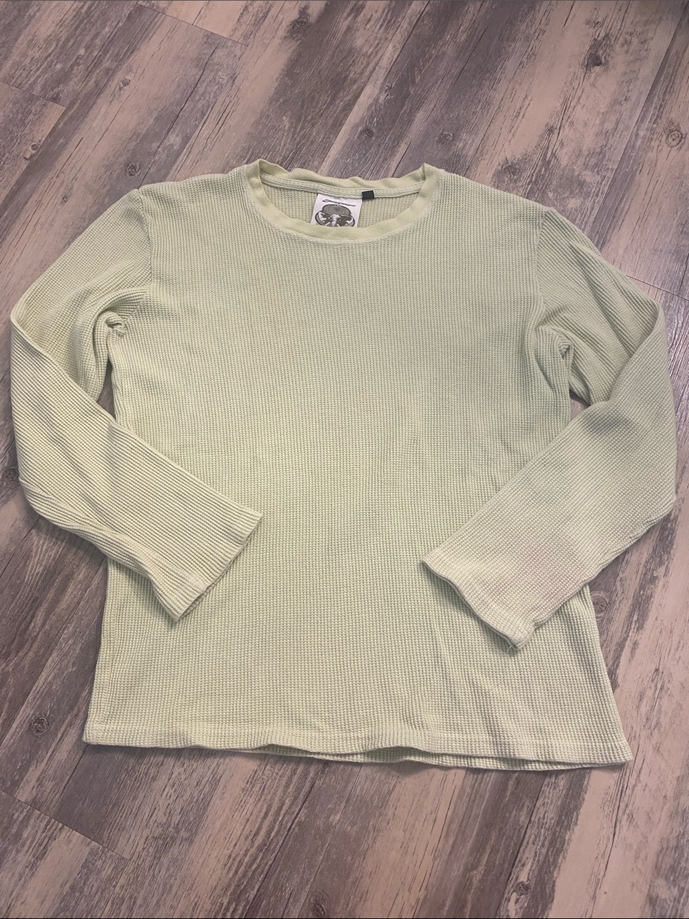 Jungmaven Waffle L/S Crew Hemp & Organic Cotton Top Cilantro Green Size M FLAW